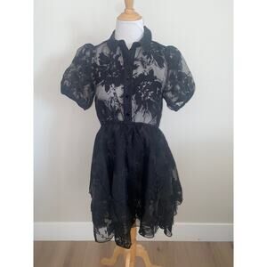 Disturbia Spectre Layered Mini Shirt Dress Black Goth S/S  Size US 6